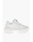 Off-White Solid Color Perforated Fabric Low-Top Sneakers