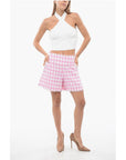 Balmain Houndstooth Tweed Shorts with Logoed Buttons