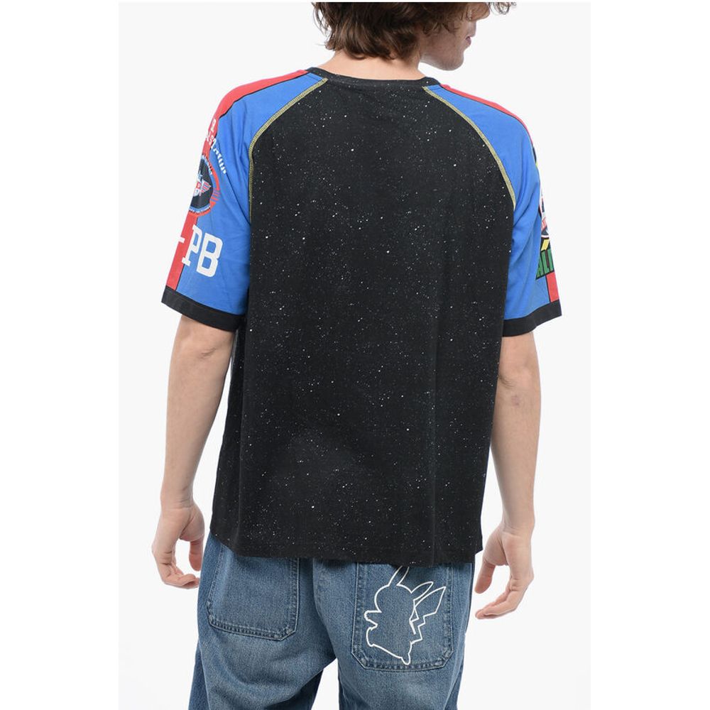 Balmain Crew Neck SIGNAL Cotton T-Shirt with Print