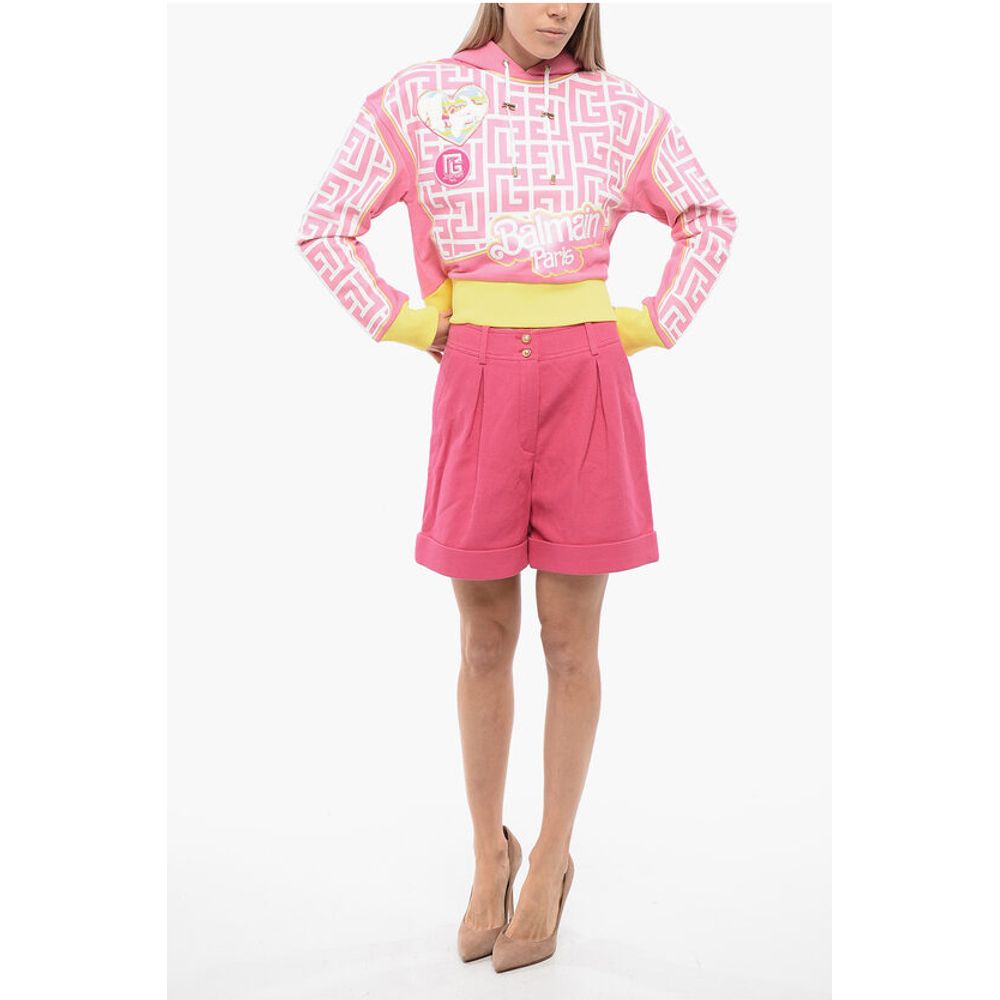 Balmain Single-pleated Cotton Tweed Shorts