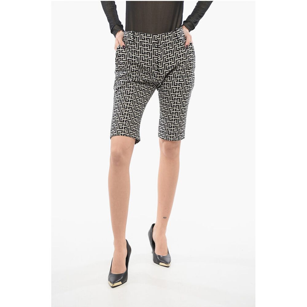 Balmain Monogram Cotton Skinny Fit Shorts