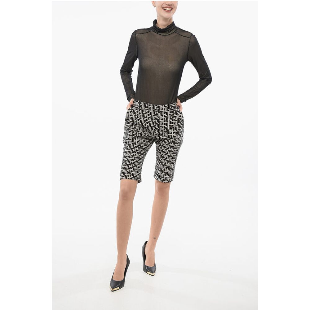 Balmain Monogram Cotton Skinny Fit Shorts