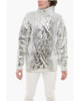 Balmain Lamè Coated Wool Blend Pullover with Turtleneck