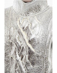Balmain Lamè Coated Wool Blend Pullover with Turtleneck