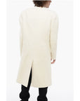 Balmain Wool Blend Slim Fit Coat with Padded Shoulders