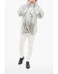 Balmain Lamè Coated Wool Blend Pullover with Turtleneck