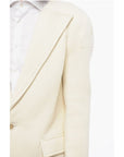 Balmain Wool Blend Slim Fit Coat with Padded Shoulders