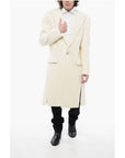Balmain Wool Blend Slim Fit Coat with Padded Shoulders