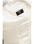 Balmain Wool Blend Slim Fit Coat with Padded Shoulders