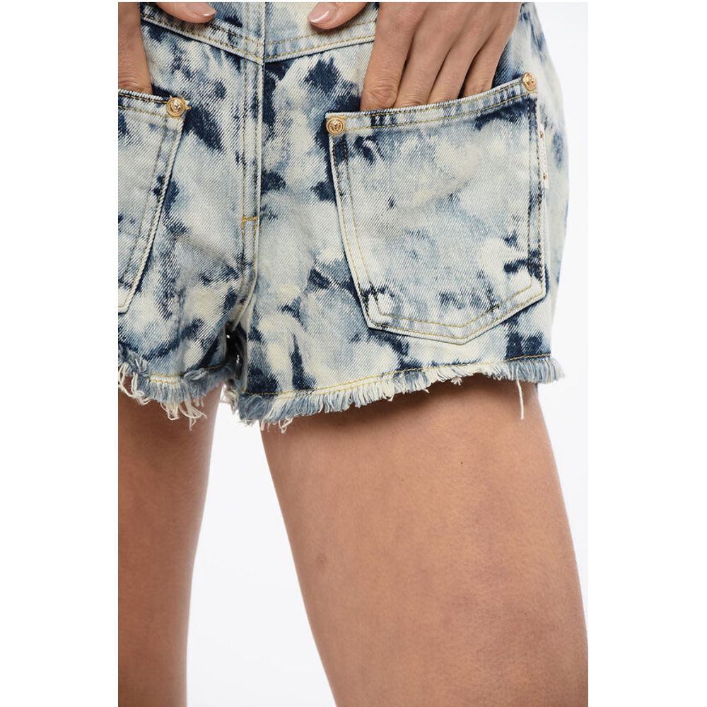 Balmain Tie Dye Denim Shorts with Reverse Design