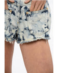 Balmain Tie Dye Denim Shorts with Reverse Design