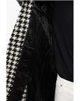 Balmain Houndstooth Patterned Tweed Coat with Velour Buttons