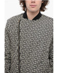 Balmain Monogram Padded Bomber Jacket with Decentralized Zip