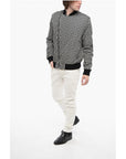 Balmain Monogram Padded Bomber Jacket with Decentralized Zip