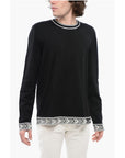 Balmain Crew Neck Virgin Wool Sweater with Contrasting Edges