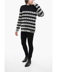 Balmain Crew Neck Chevron Virgin Wool Sweater