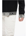 Balmain Crew Neck Virgin Wool Sweater with Contrasting Edges