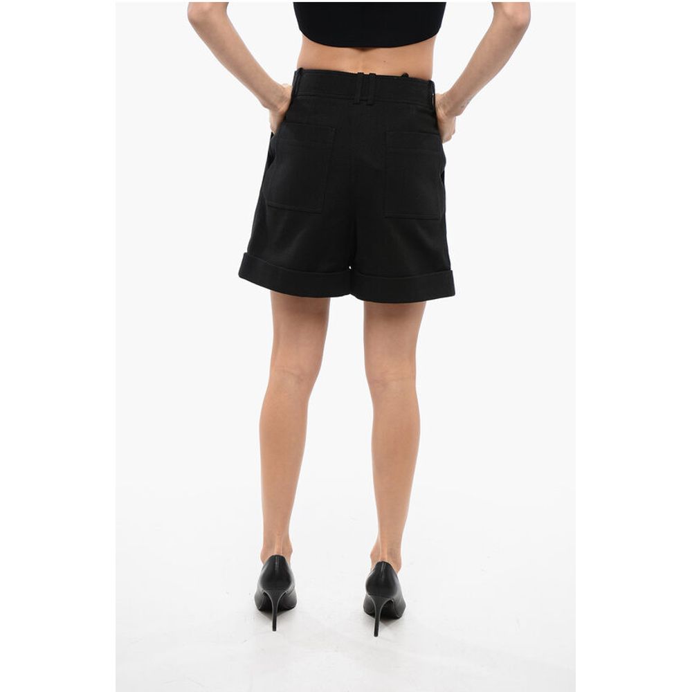 Balmain Single-pleated Cotton Tweed Shorts
