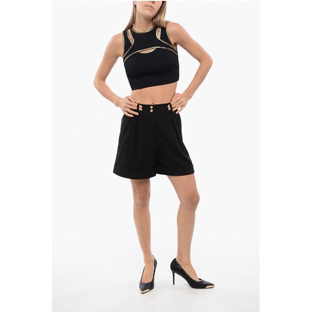 Balmain Single-pleated Cotton Tweed Shorts