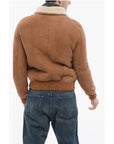 Balmain Monogrammed Shearling Bomber Jacket