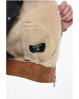 Balmain Monogrammed Shearling Bomber Jacket