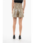 Balmain Double-pleated High-waisted Sequined Shorts
