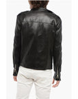 Balmain Front Draped Leather Jacket with Decentralized ZIp