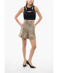 Balmain Double-pleated High-waisted Sequined Shorts