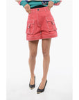Balmain High Waisted Cargo Denim Shorts