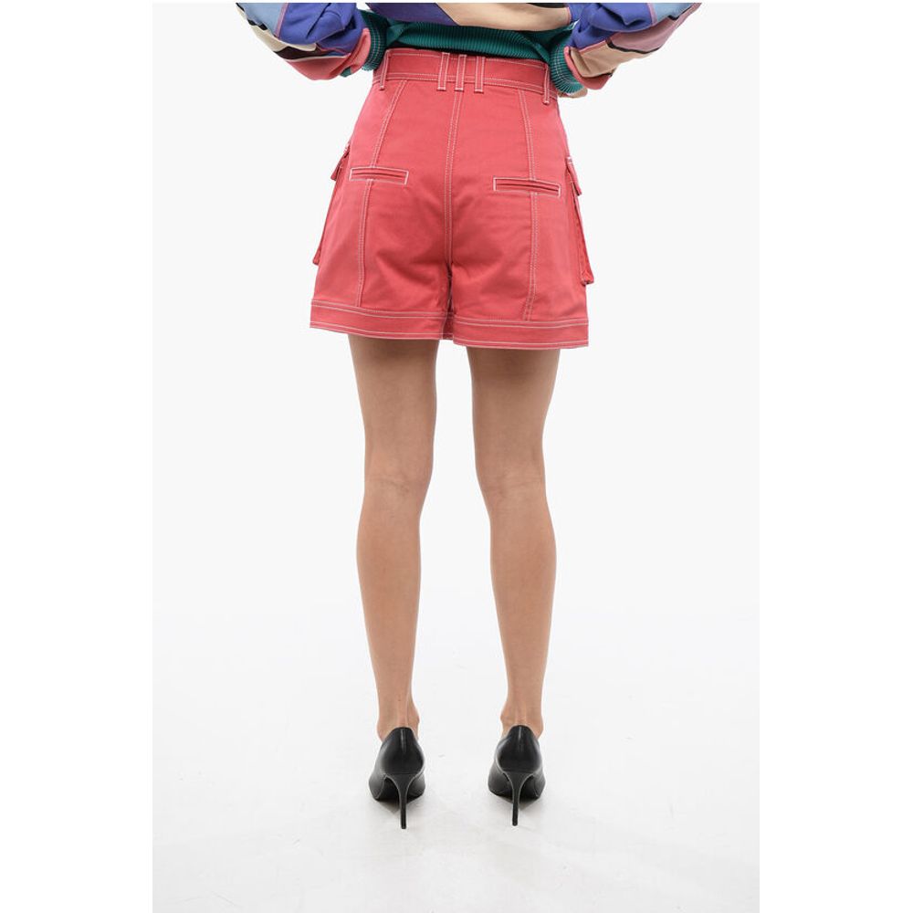 Balmain High Waisted Cargo Denim Shorts