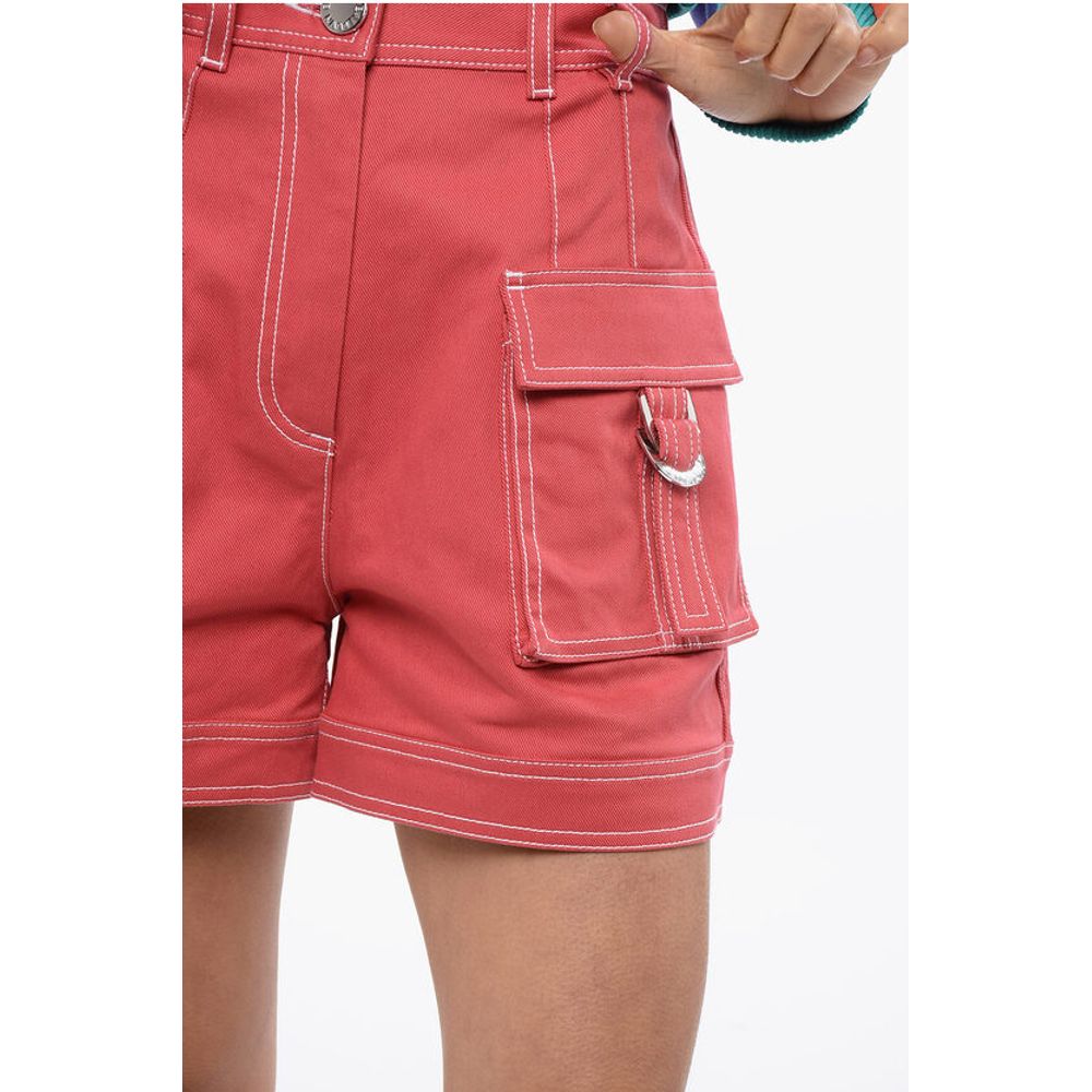 Balmain High Waisted Cargo Denim Shorts