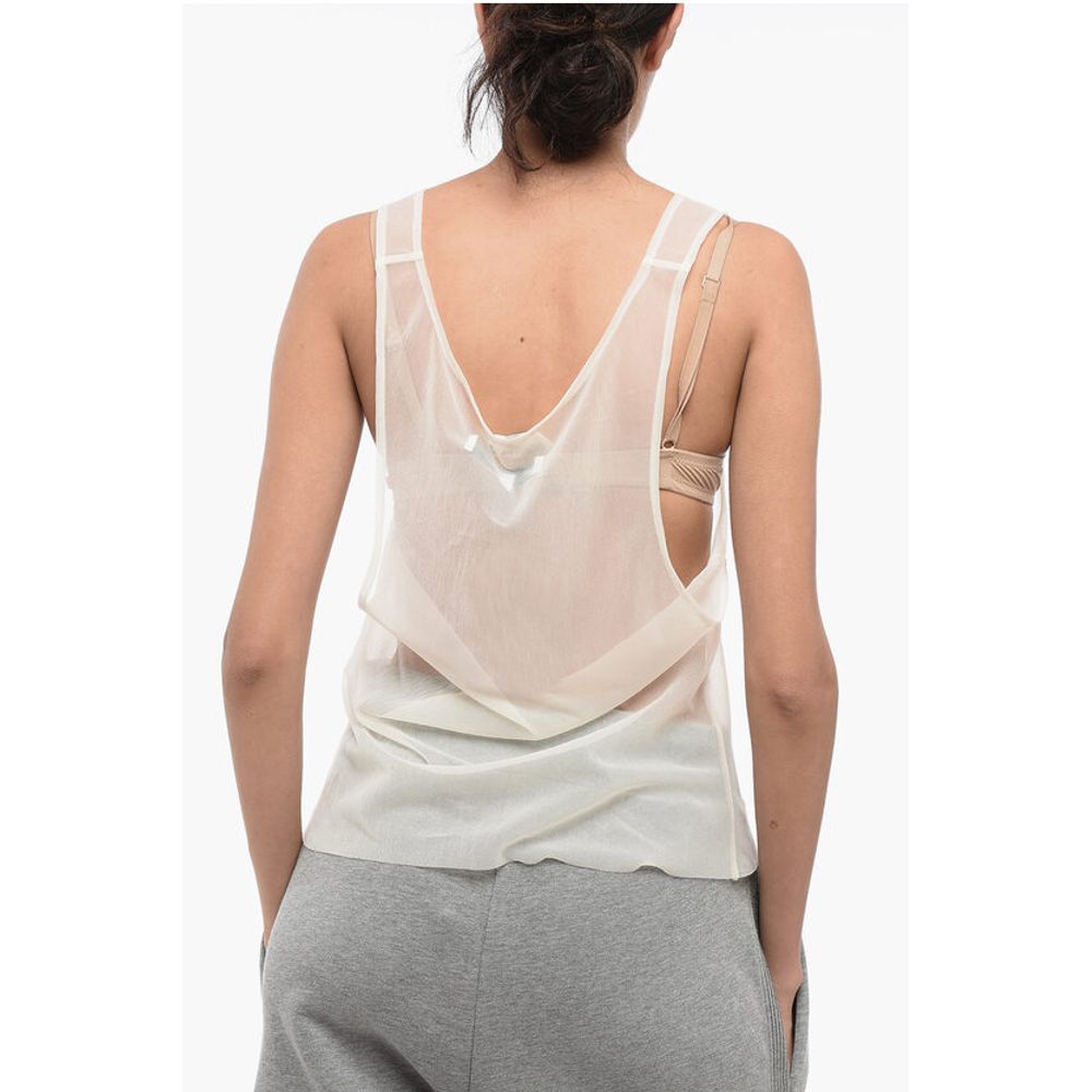 Ludovic de Saint Sernin See-Through Tank Top with Rhinestoned Logo