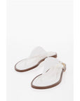Michael Kors MICHAEL Leather DANIELLA Thong Sandals with Golden-Effect Mo