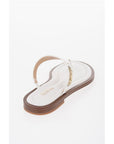Michael Kors MICHAEL Leather DANIELLA Thong Sandals with Golden-Effect Mo
