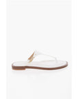 Michael Kors MICHAEL Leather DANIELLA Thong Sandals with Golden-Effect Mo