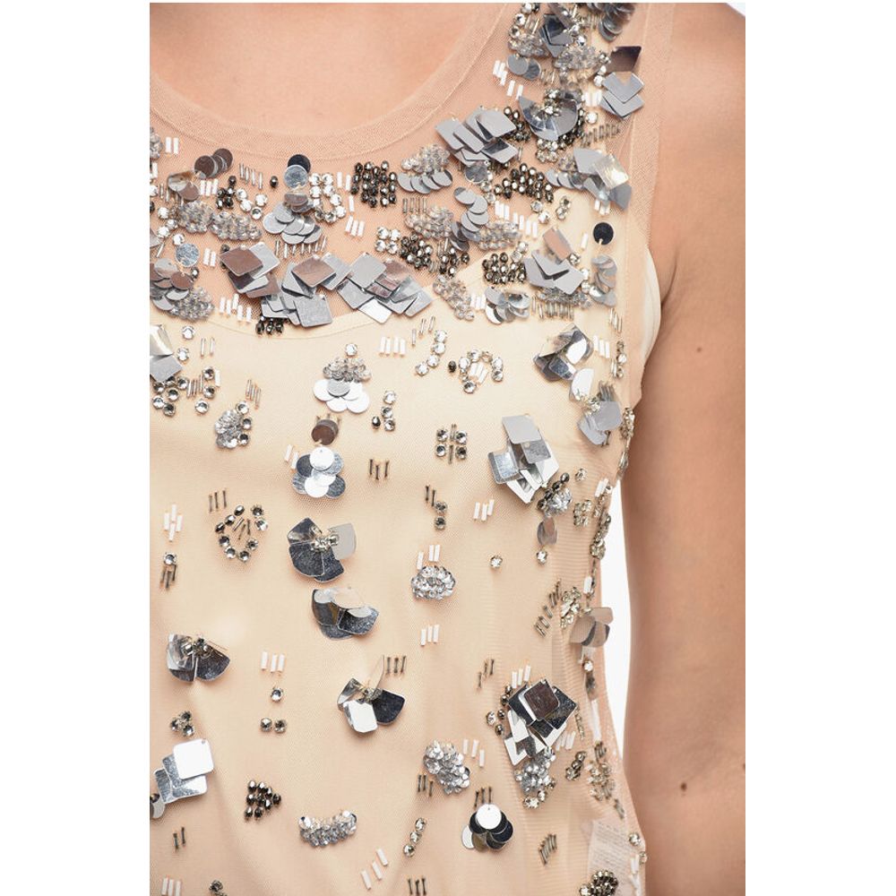 Parosh Mesh Top with Shimmer Effect Application