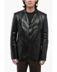 Versace Single Breasted Hammered Leather Blazer