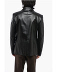 Versace Single Breasted Hammered Leather Blazer