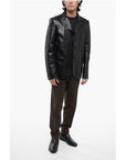 Versace Single Breasted Hammered Leather Blazer