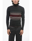 Dolce & Gabbana Turtleneck Virgin Wool Sweater with Unbalanced Stripe Motif