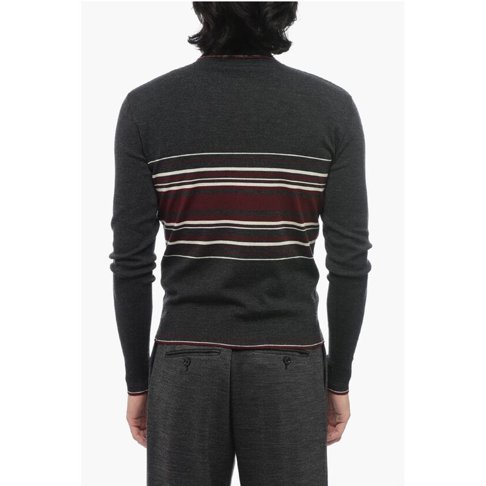 Dolce & Gabbana Turtleneck Virgin Wool Sweater with Unbalanced Stripe Motif