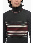 Dolce & Gabbana Turtleneck Virgin Wool Sweater with Unbalanced Stripe Motif