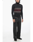 Dolce & Gabbana Turtleneck Virgin Wool Sweater with Unbalanced Stripe Motif
