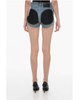 Mugler Denim Shorts with Jersey Inserts