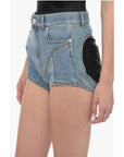 Mugler Denim Shorts with Jersey Inserts