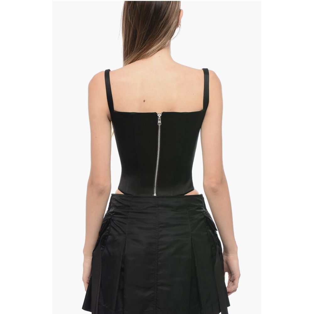 LaQuan Smith Satin Corset Top with Zipped Back
