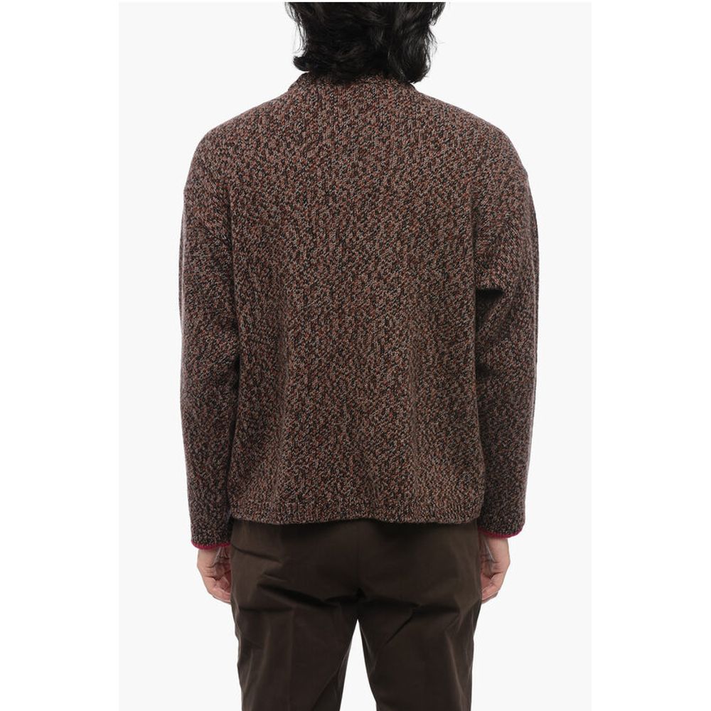 Dolce & Gabbana Crew Neck Wool Blend Pullover with Jacquard Logo