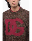 Dolce & Gabbana Crew Neck Wool Blend Pullover with Jacquard Logo