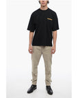 A Paper Kid Cotton Crew-neck T-shirt with Maxi Prin On the Back