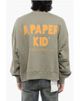 A Paper Kid Brushed Cotton Crew-neck Sweatshirt with Printed Logo